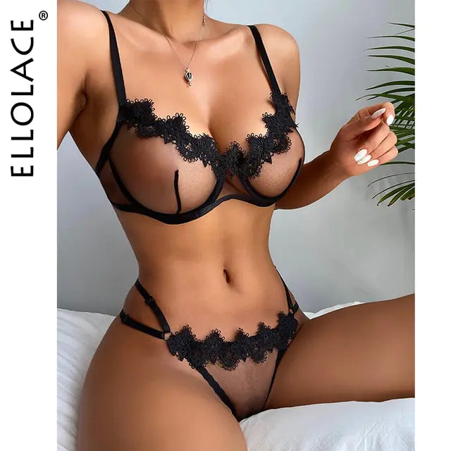 Ellolace Sensual Lingerie Woman Transparent Lace Exotic Costumes