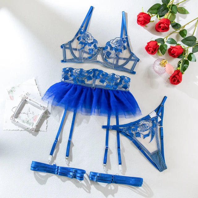 FancyLace Lingerie Set: 4-Piece Erotic Outfit