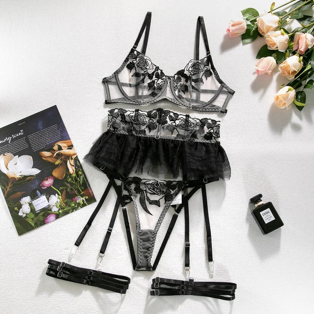 FancyLace Lingerie Set: 4-Piece Erotic Outfit